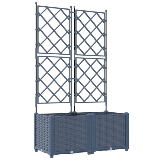 vidaXL Garden Planter 2 pcs Grey 80 x 40 x 143 cm PP