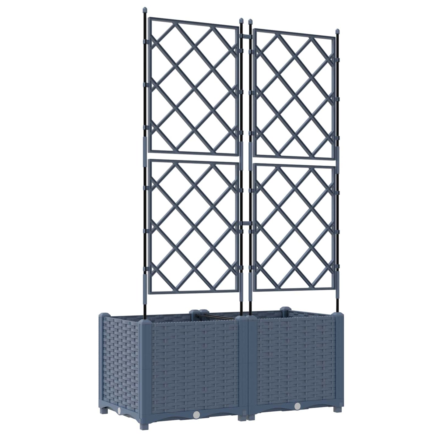 vidaXL Garden Planter 2 pcs Grey 80 x 40 x 143 cm PP