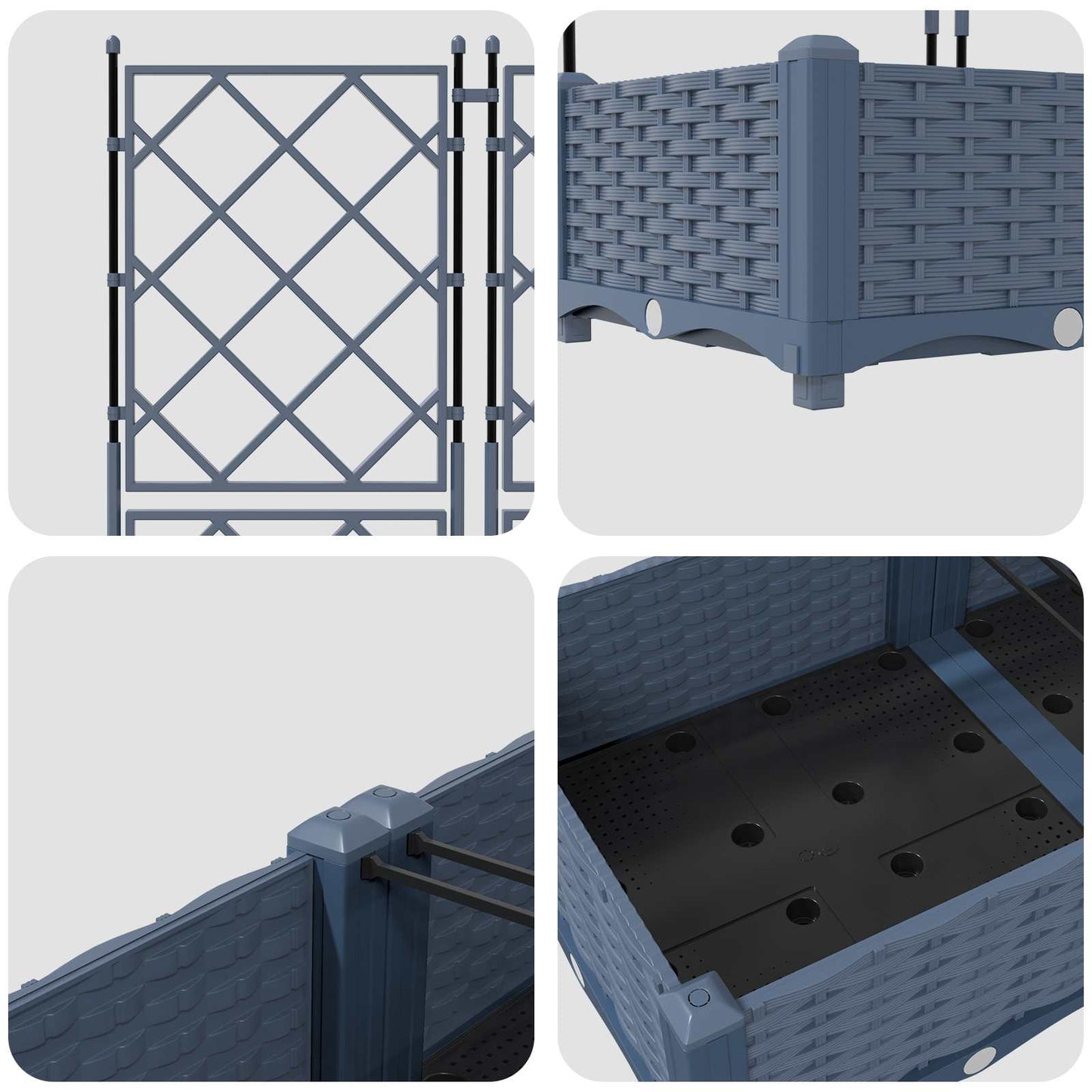 vidaXL Garden Planter 3 pcs Grey 120 x 40 x 125.5 cm PP