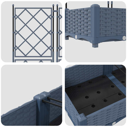 vidaXL Garden Planter 3 pcs Grey 120 x 40 x 125.5 cm PP