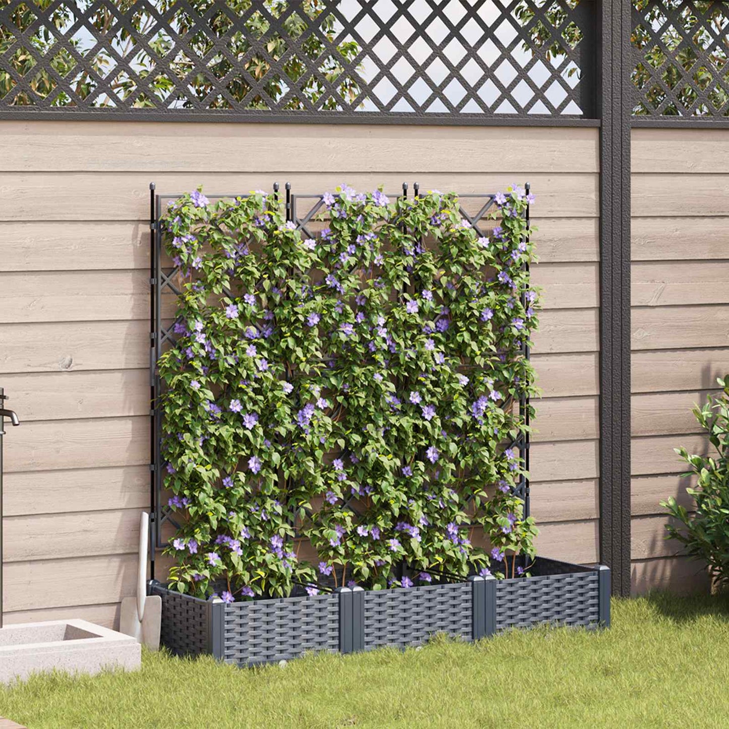 vidaXL Garden Planter 3 pcs Grey 120 x 40 x 125.5 cm PP