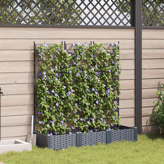 vidaXL Garden Planter 3 pcs Grey 120 x 40 x 125.5 cm PP