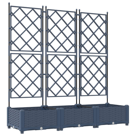 vidaXL Garden Planter 3 pcs Grey 120 x 40 x 125.5 cm PP