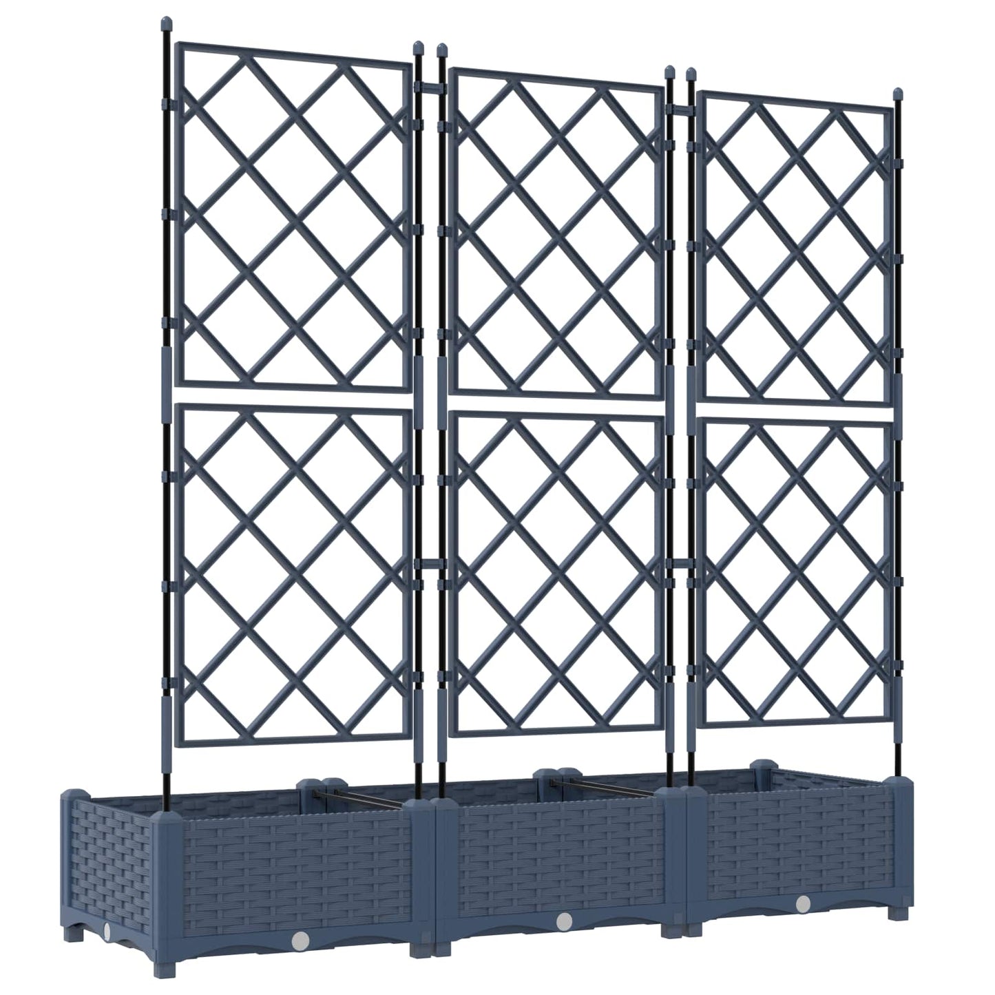 vidaXL Garden Planter 3 pcs Grey 120 x 40 x 125.5 cm PP