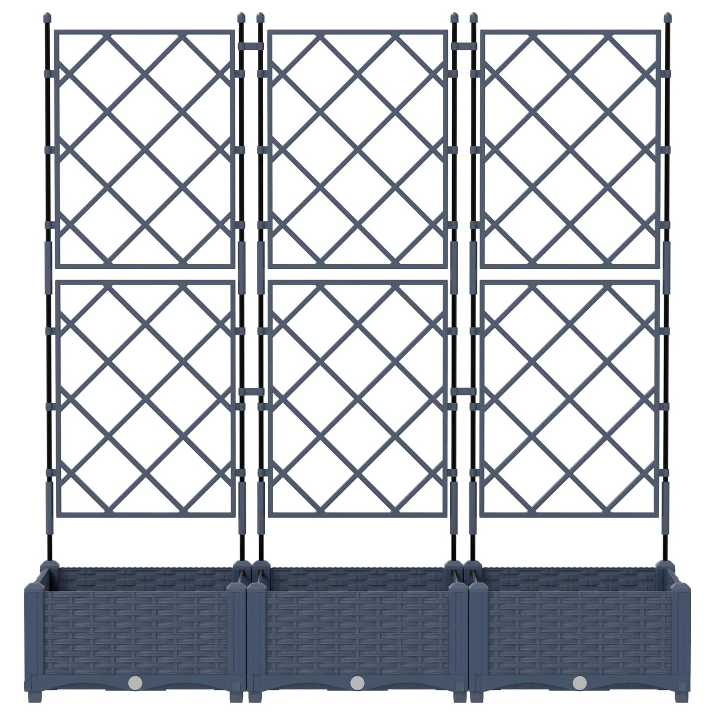 vidaXL Garden Planter 3 pcs Grey 120 x 40 x 125.5 cm PP