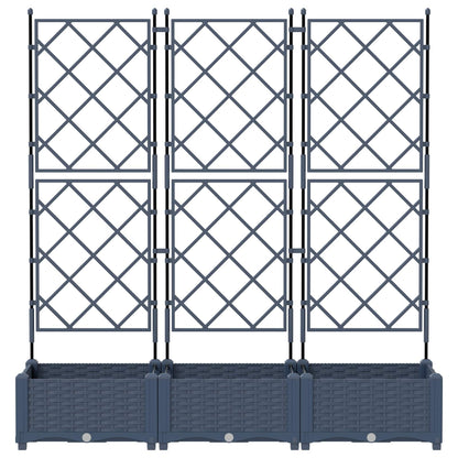 vidaXL Garden Planter 3 pcs Grey 120 x 40 x 125.5 cm PP