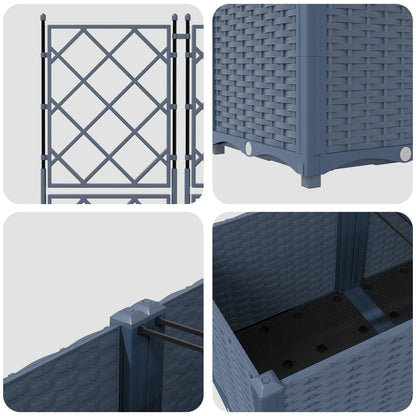 vidaXL Garden Planter 3 pcs Grey 120 x 40 x 143 cm PP