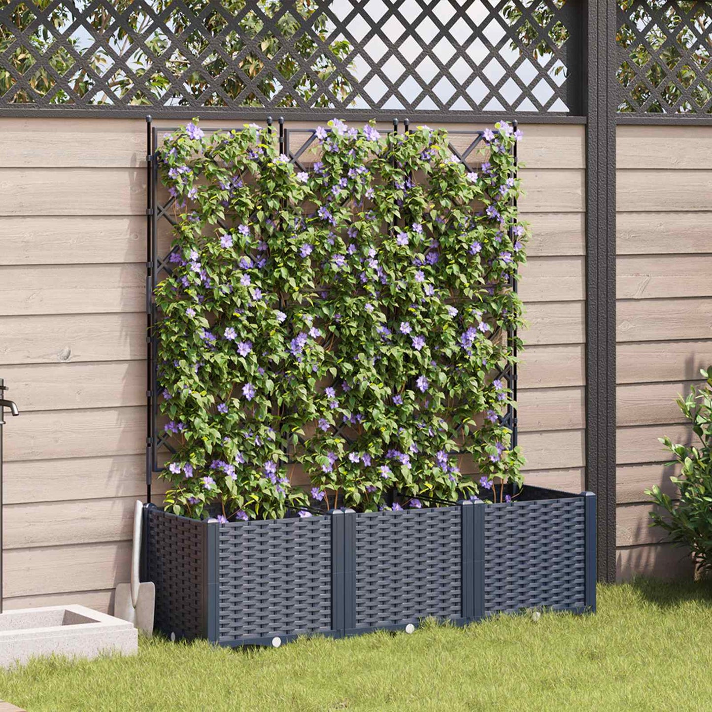 vidaXL Garden Planter 3 pcs Grey 120 x 40 x 143 cm PP