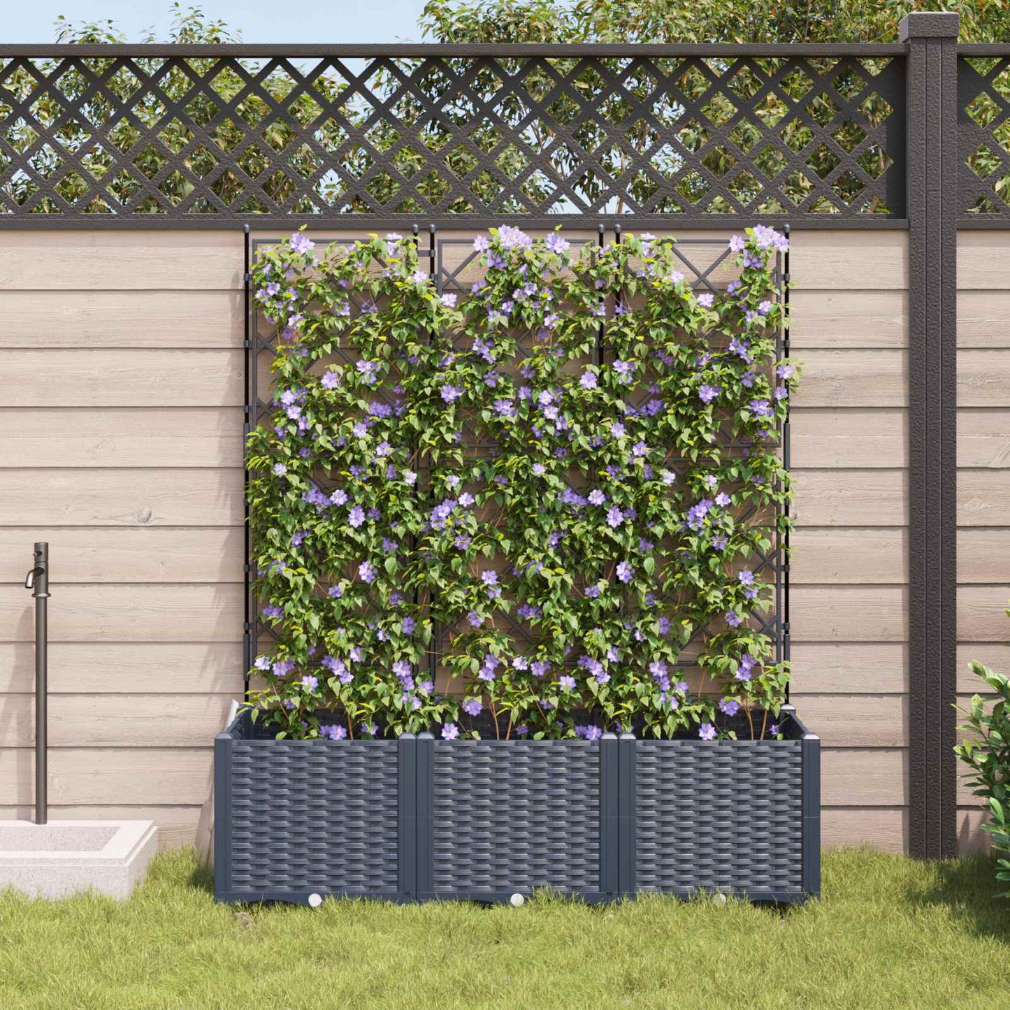 vidaXL Garden Planter 3 pcs Grey 120 x 40 x 143 cm PP