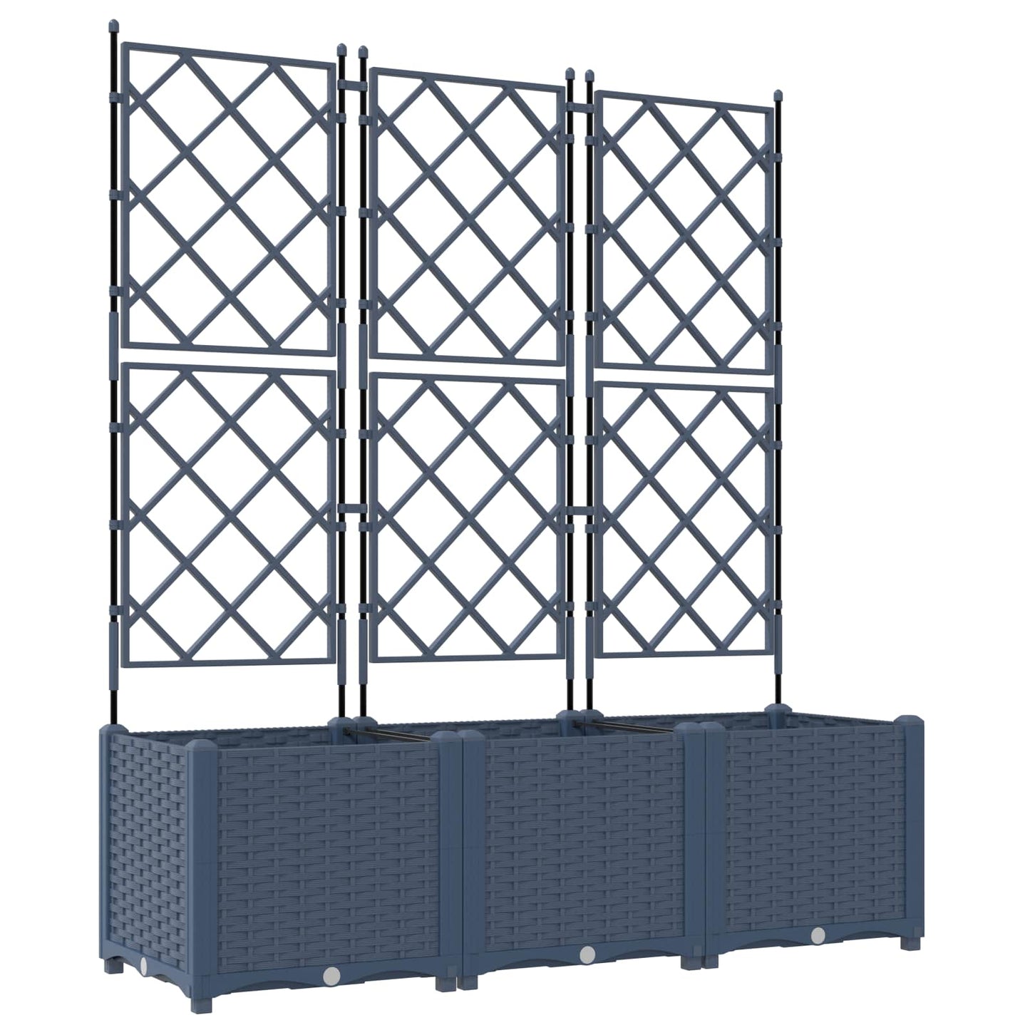 vidaXL Garden Planter 3 pcs Grey 120 x 40 x 143 cm PP
