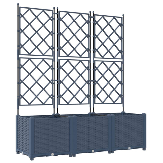 vidaXL Garden Planter 3 pcs Grey 120 x 40 x 143 cm PP