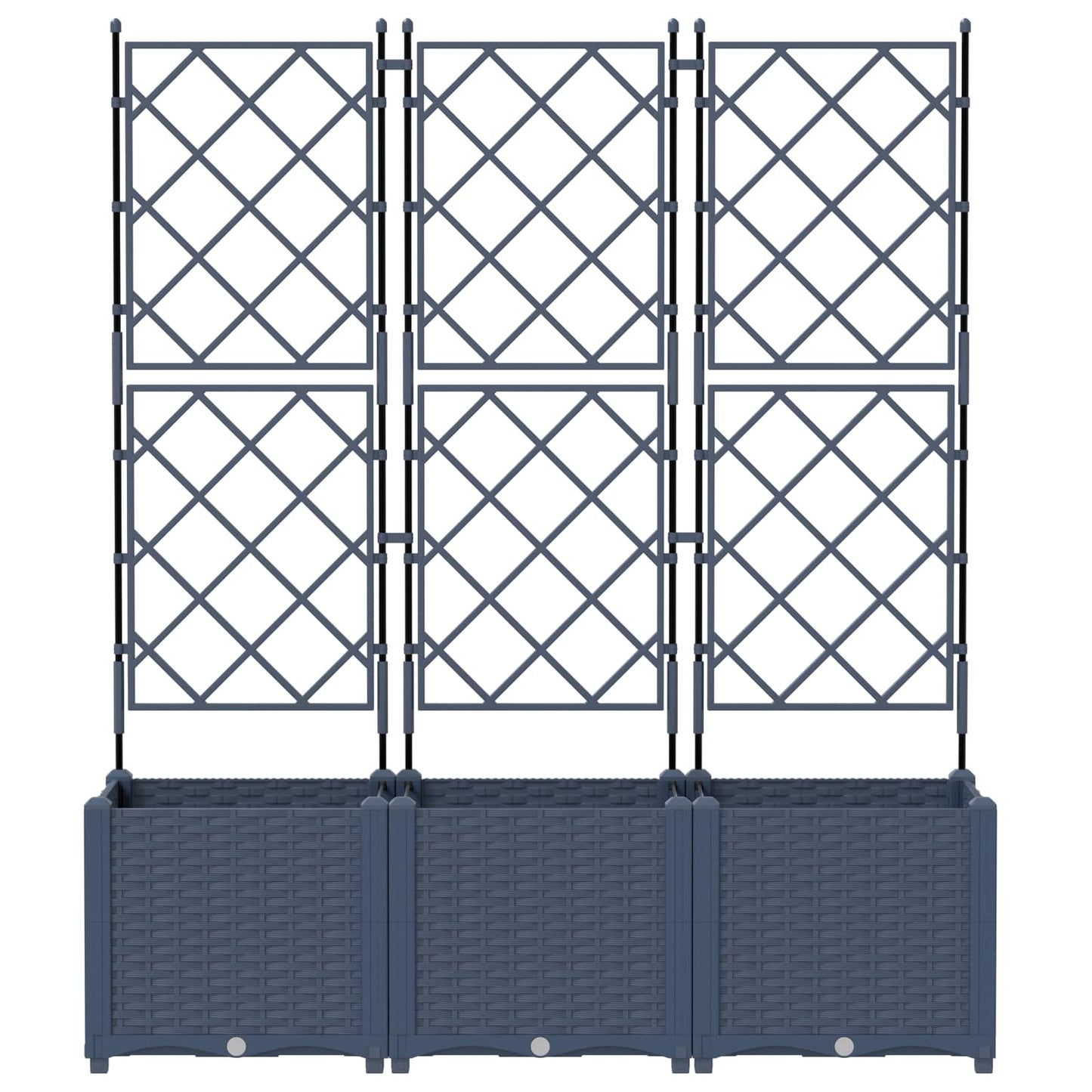 vidaXL Garden Planter 3 pcs Grey 120 x 40 x 143 cm PP
