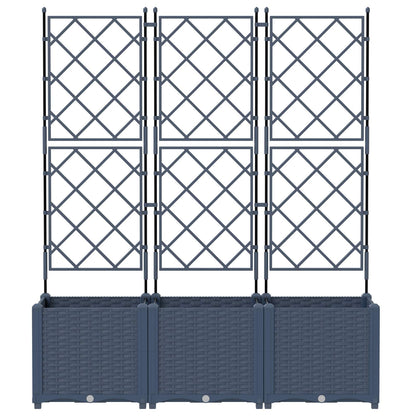 vidaXL Garden Planter 3 pcs Grey 120 x 40 x 143 cm PP