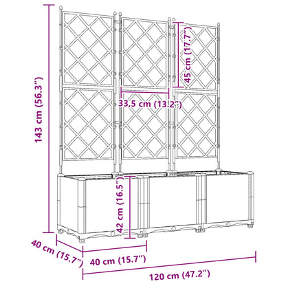 vidaXL Garden Planter 3 pcs Grey 120 x 40 x 143 cm PP