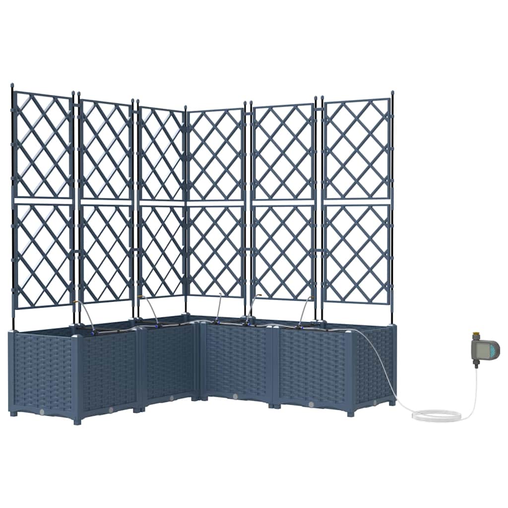 vidaXL Garden Planter 3 pcs Grey 80 x 80 x 143 cm PP