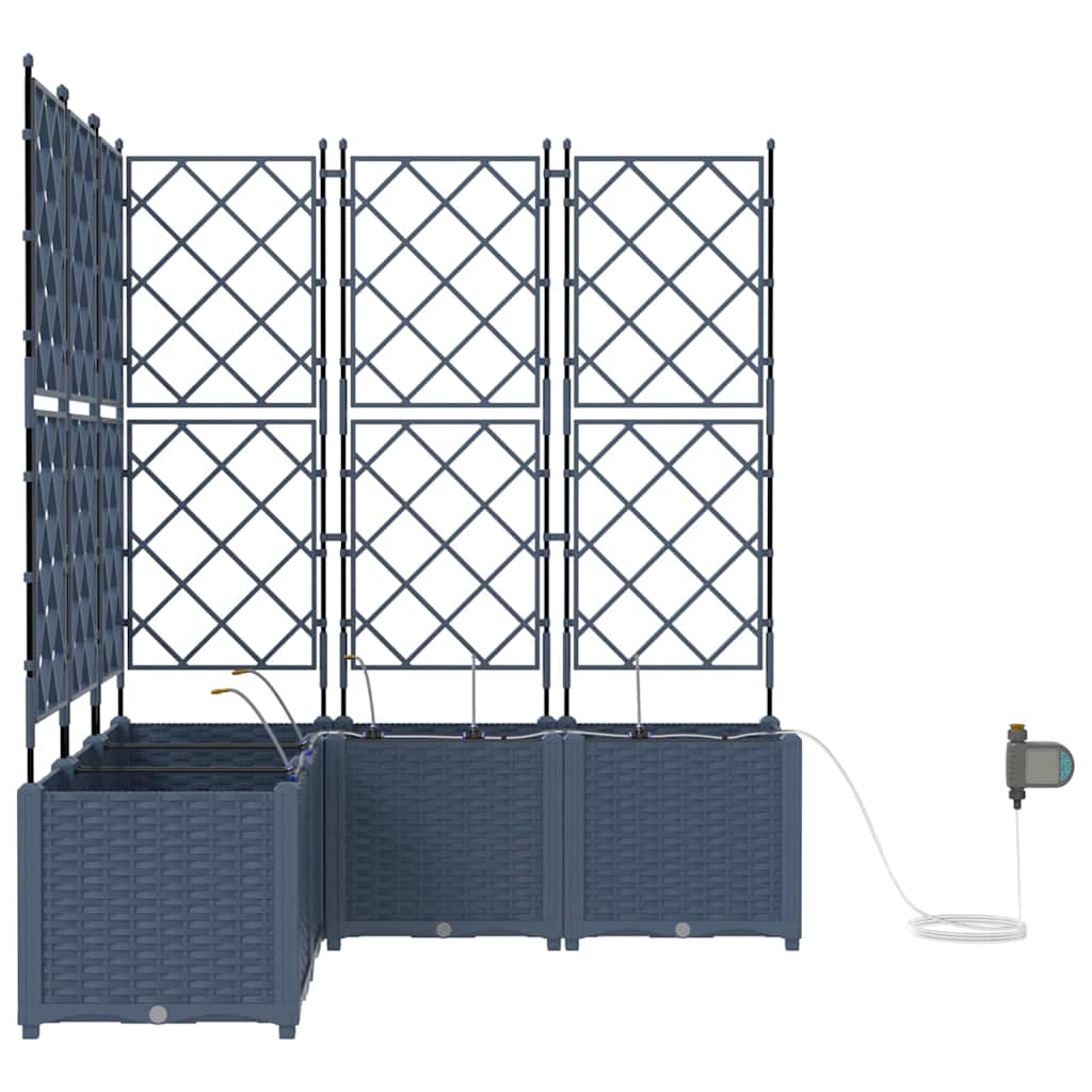 vidaXL Garden Planter 3 pcs Grey 80 x 80 x 143 cm PP