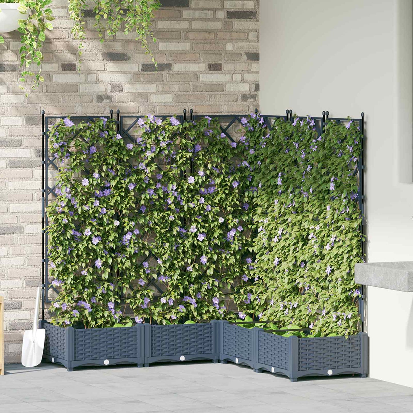 vidaXL Garden Planter 5 pcs Grey 120 x 120 x 125.5 cm PP