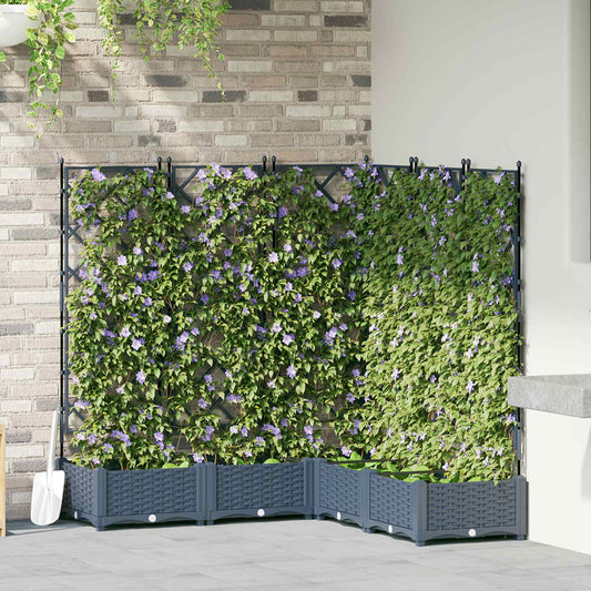 vidaXL Garden Planter 5 pcs Grey 120 x 120 x 125.5 cm PP
