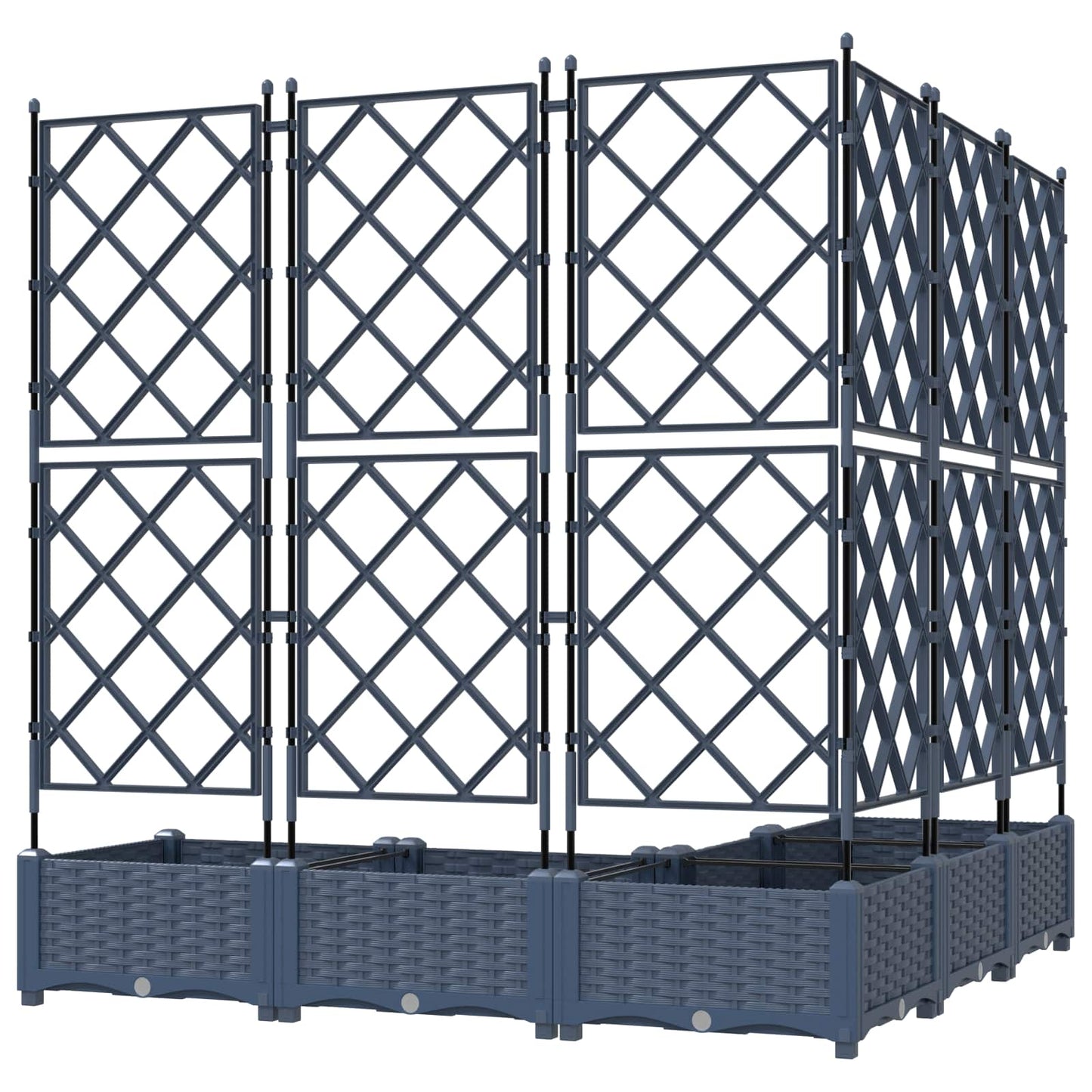 vidaXL Garden Planter 5 pcs Grey 120 x 120 x 125.5 cm PP
