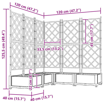 vidaXL Garden Planter 5 pcs Grey 120 x 120 x 125.5 cm PP