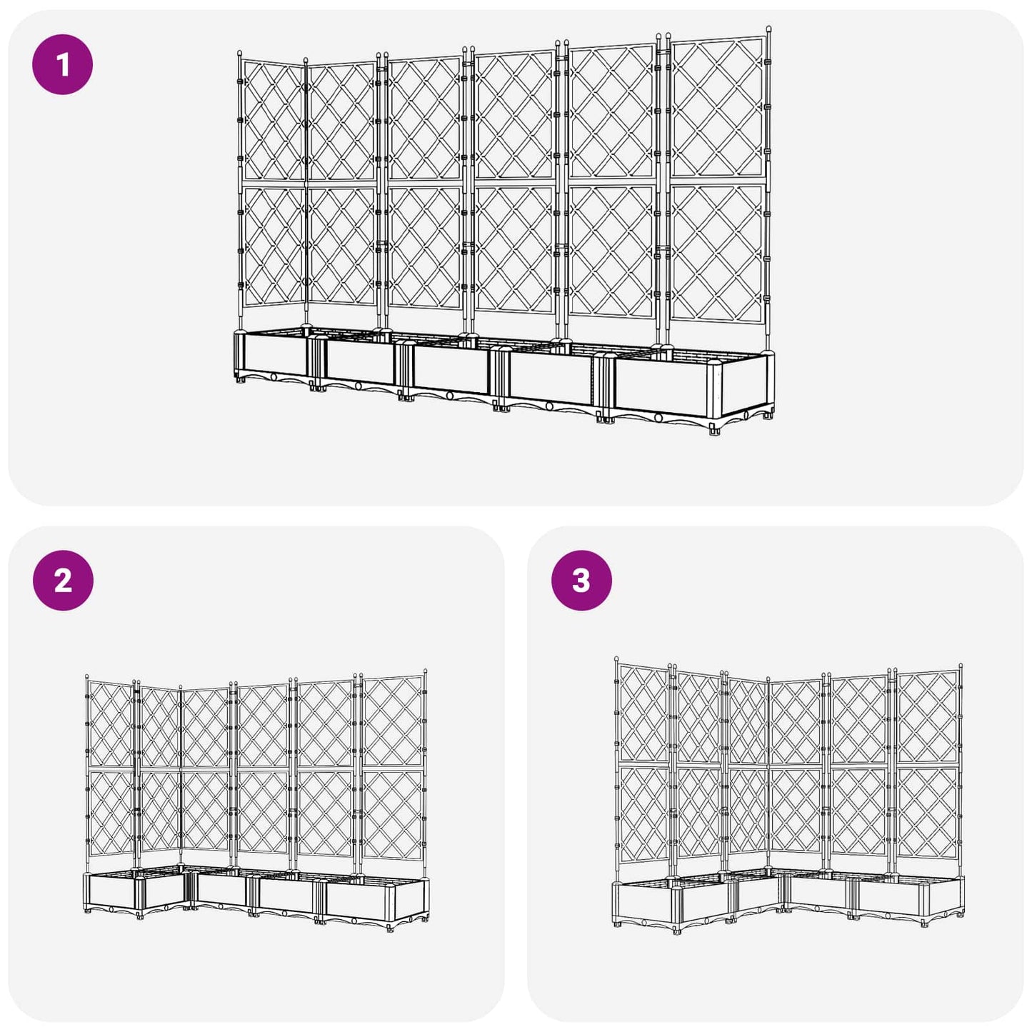 vidaXL Garden Planter 5 pcs Grey 120 x 120 x 125.5 cm PP