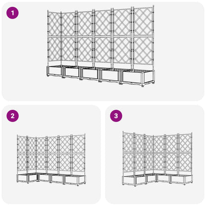 vidaXL Garden Planter 5 pcs Grey 120 x 120 x 125.5 cm PP
