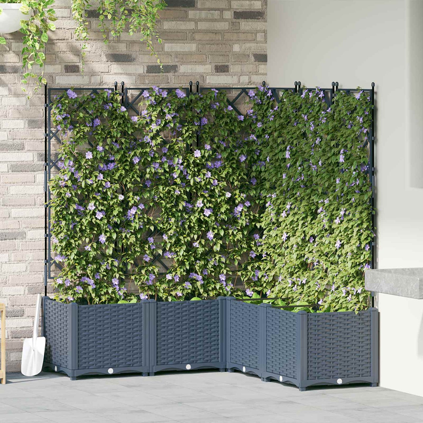 vidaXL Garden Planter 5 pcs Grey 120 x 120 x 143 cm PP
