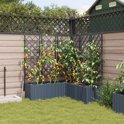 vidaXL Garden Planter 5 pcs Grey 120 x 120 x 143 cm PP