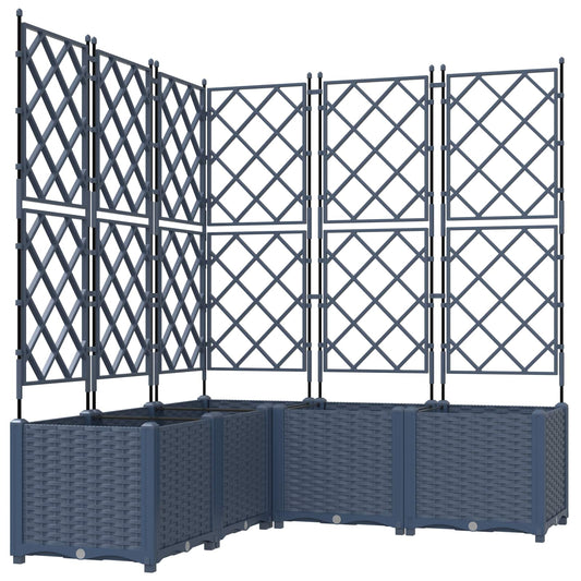 vidaXL Garden Planter 5 pcs Grey 120 x 120 x 143 cm PP