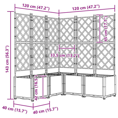 vidaXL Garden Planter 5 pcs Grey 120 x 120 x 143 cm PP