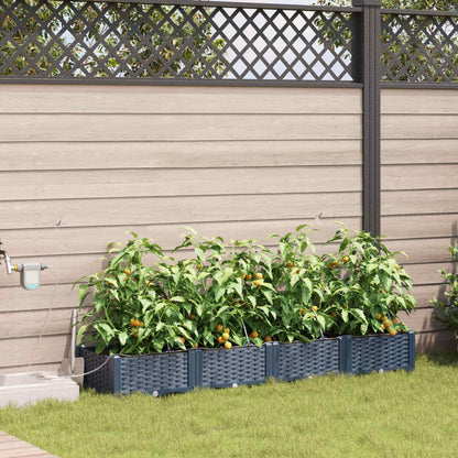 vidaXL Garden Planter 4 pcs Grey 160 x 40 x 22 cm PP