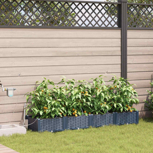 vidaXL Garden Planter 4 pcs Grey 160 x 40 x 22 cm PP