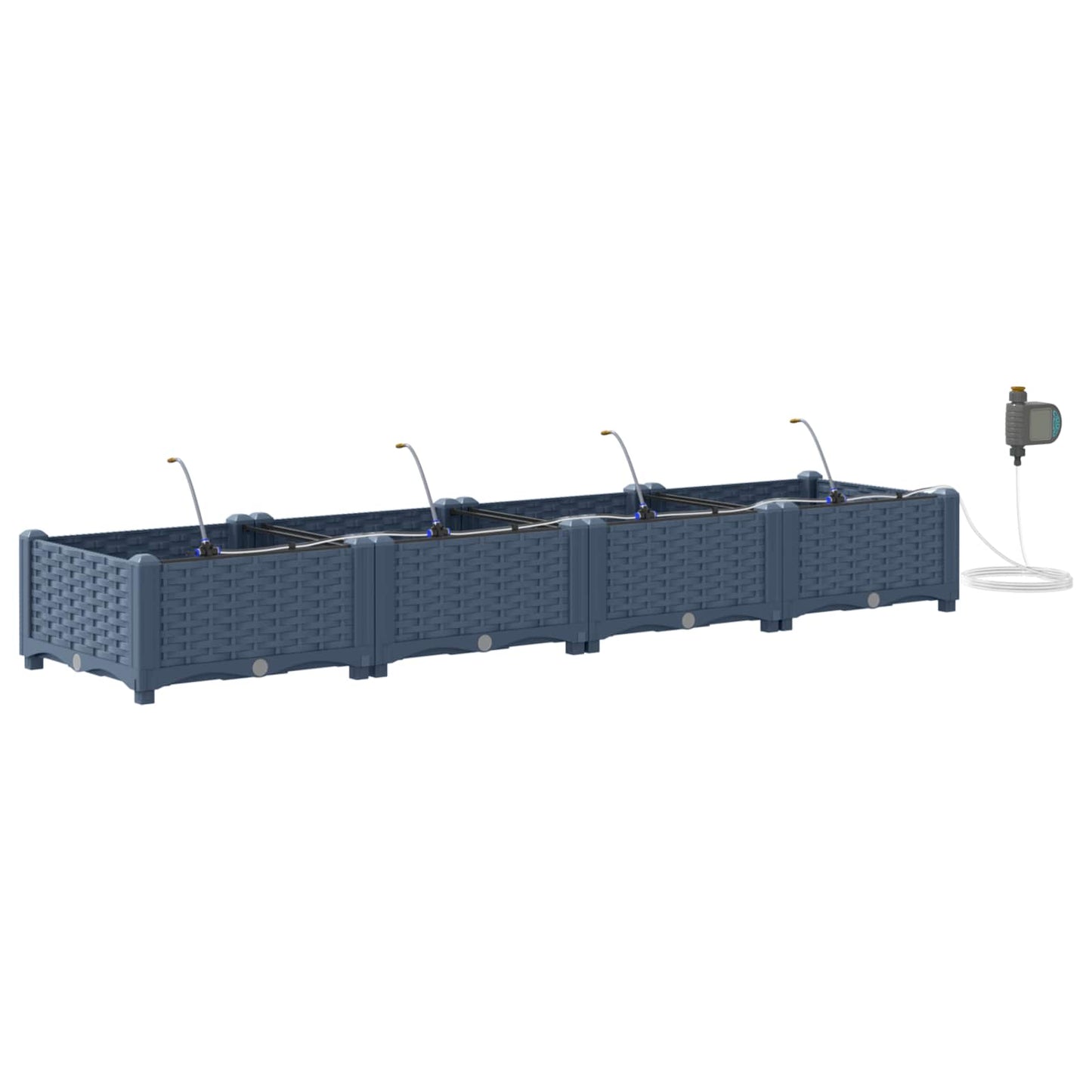 vidaXL Garden Planter 4 pcs Grey 160 x 40 x 22 cm PP