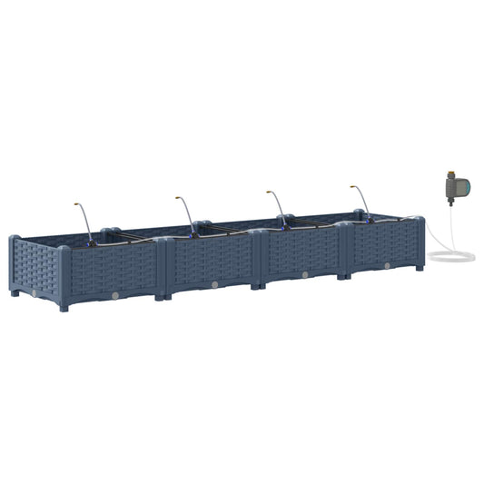 vidaXL Garden Planter 4 pcs Grey 160 x 40 x 22 cm PP