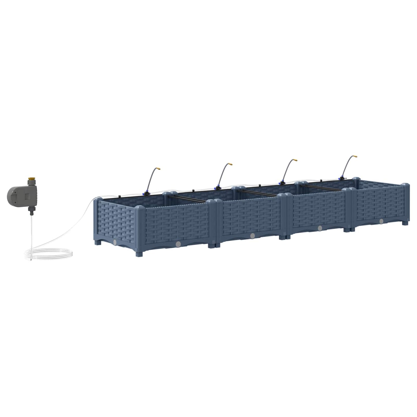 vidaXL Garden Planter 4 pcs Grey 160 x 40 x 22 cm PP
