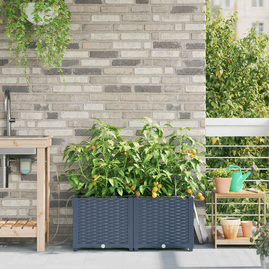 vidaXL Garden Planter 2 pcs Grey 80 x 40 x 37.5 cm PP