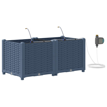 vidaXL Garden Planter 2 pcs Grey 80 x 40 x 37.5 cm PP