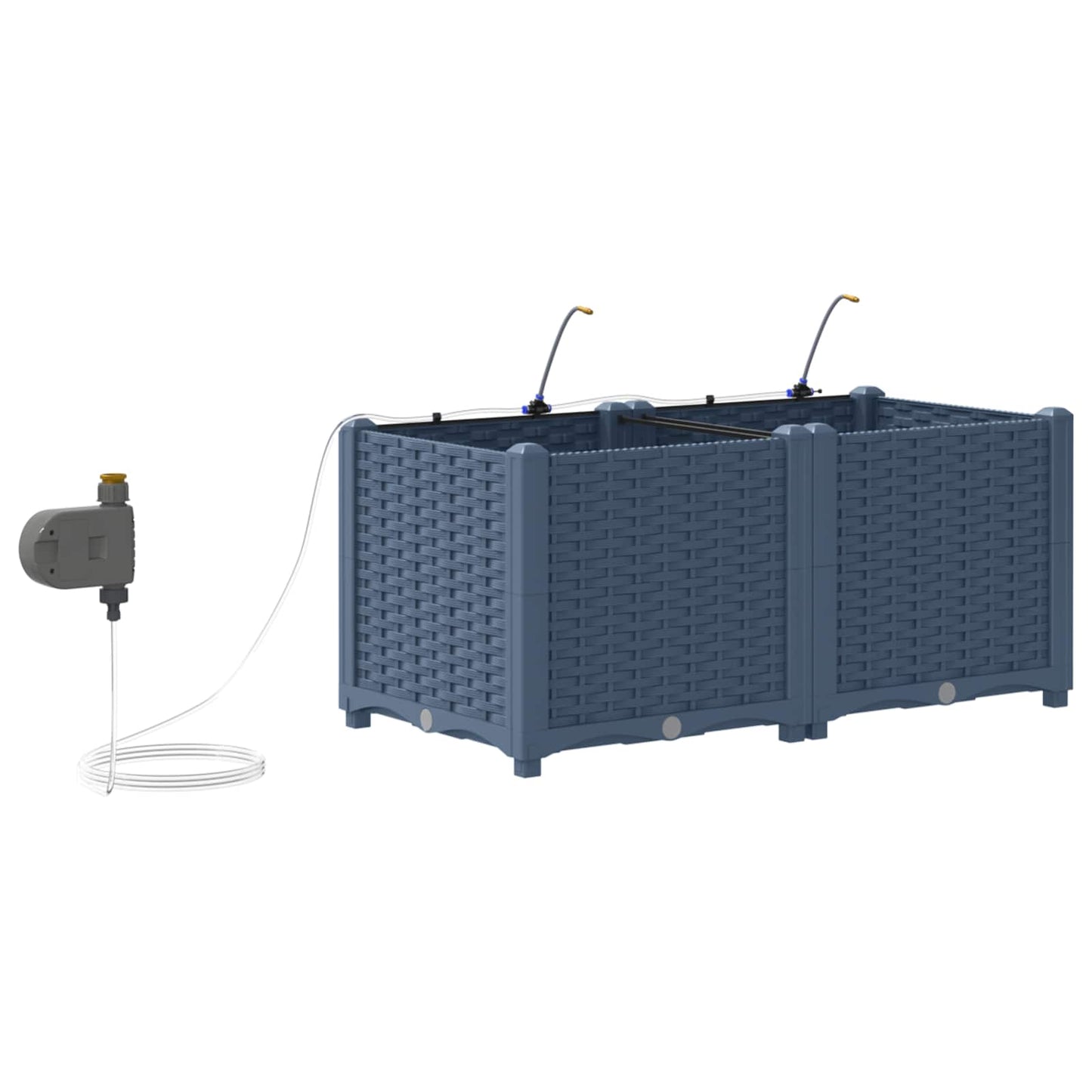 vidaXL Garden Planter 2 pcs Grey 80 x 40 x 37.5 cm PP