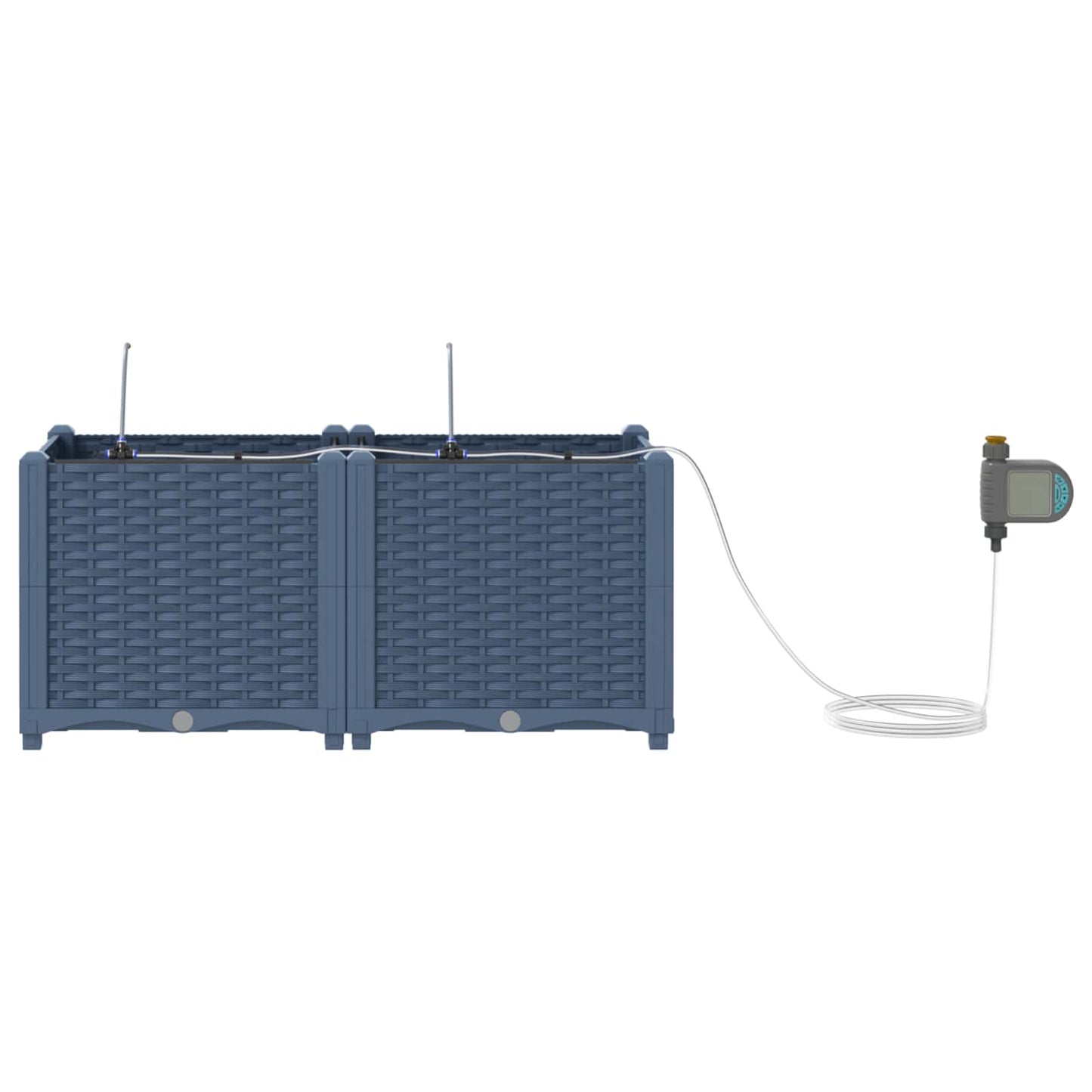 vidaXL Garden Planter 2 pcs Grey 80 x 40 x 37.5 cm PP