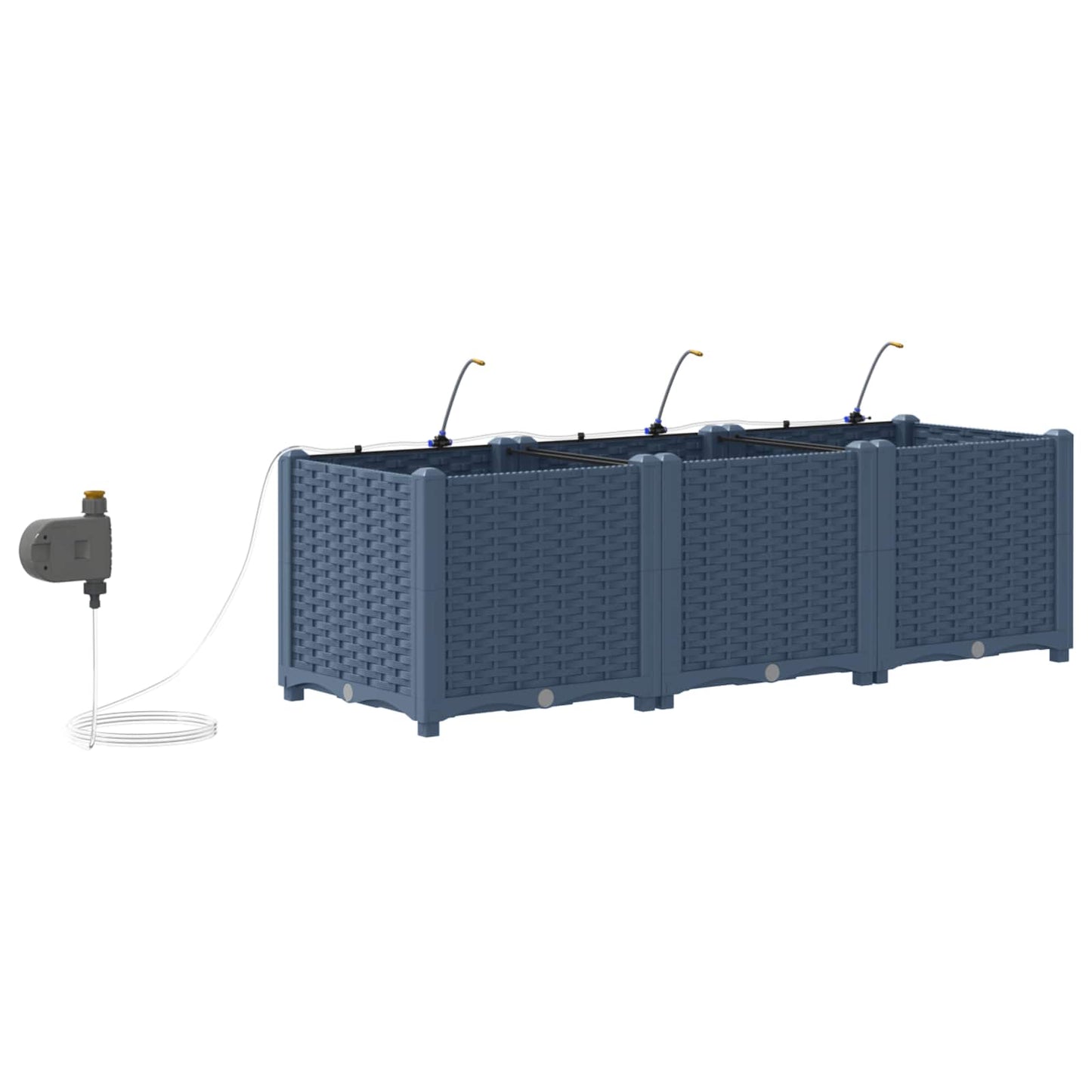 vidaXL Garden Planter 3 pcs Grey 120 x 40 x 37.5 cm PP