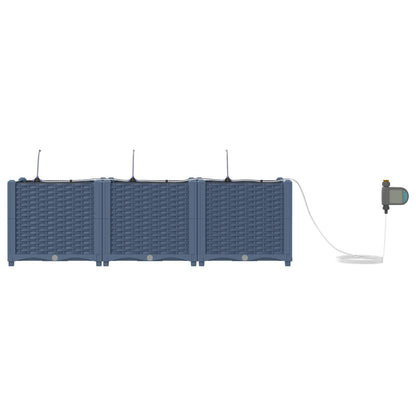 vidaXL Garden Planter 3 pcs Grey 120 x 40 x 37.5 cm PP