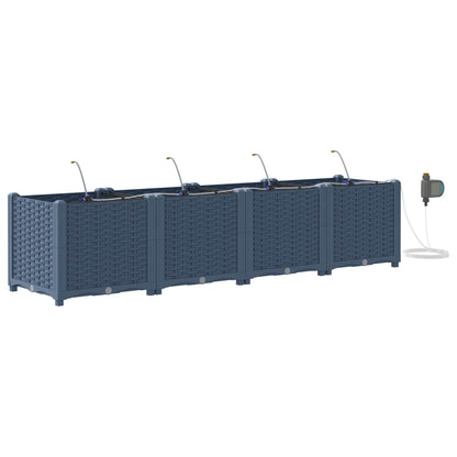 vidaXL Garden Planter 4 pcs Grey 160 x 40 x 37.5 cm PP