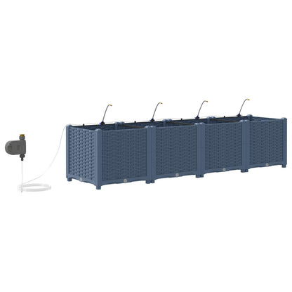 vidaXL Garden Planter 4 pcs Grey 160 x 40 x 37.5 cm PP
