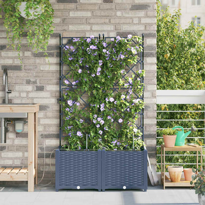 vidaXL Garden Planter 2 pcs Grey 80 x 40 x 142 cm PP