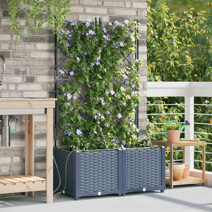 vidaXL Garden Planter 2 pcs Grey 80 x 40 x 142 cm PP