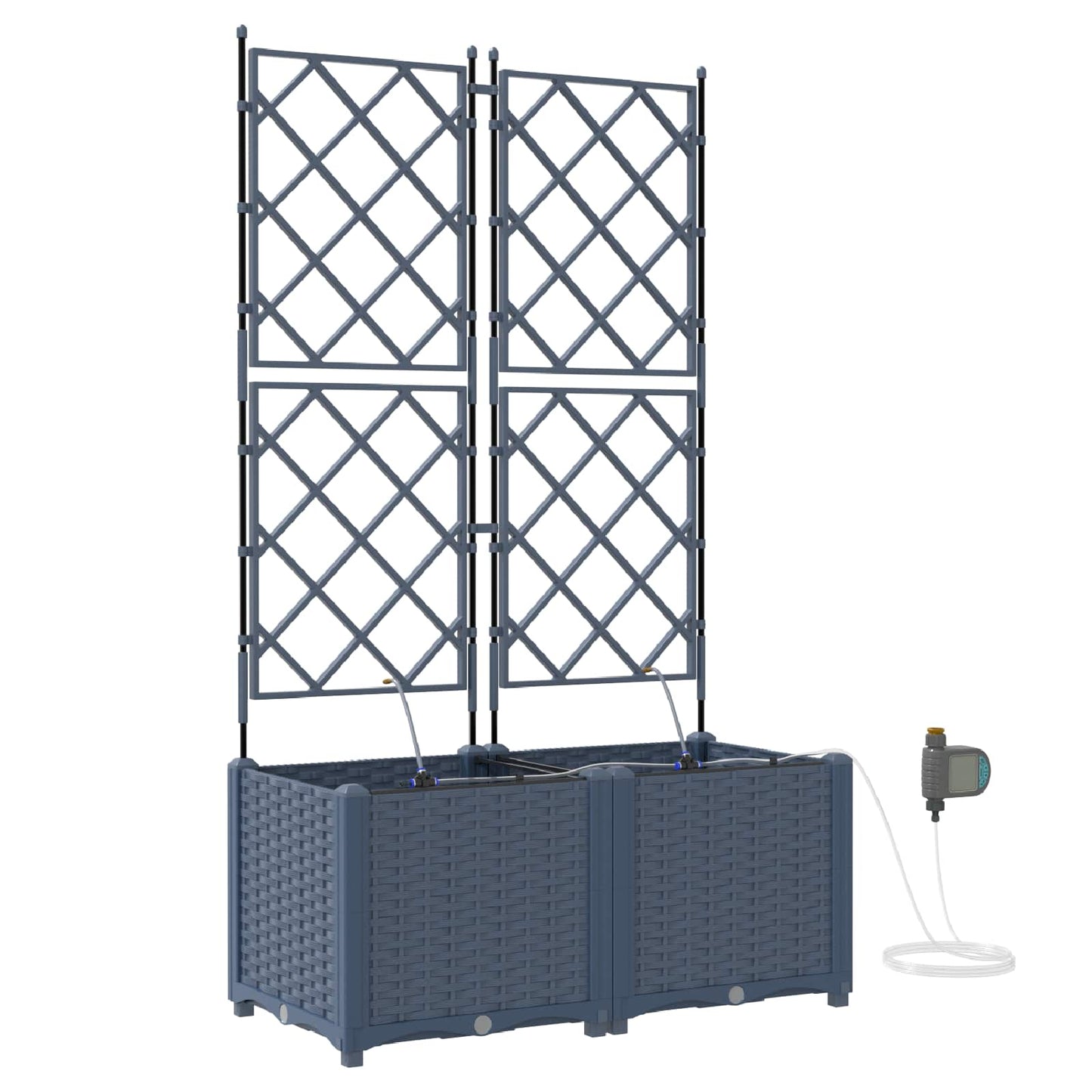 vidaXL Garden Planter 2 pcs Grey 80 x 40 x 142 cm PP
