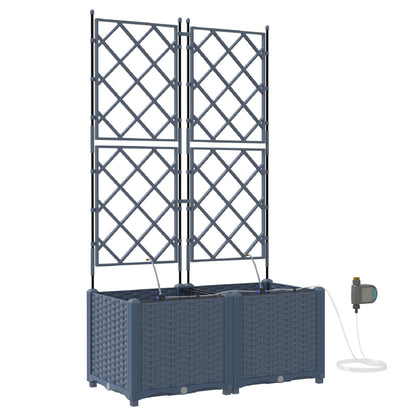 vidaXL Garden Planter 2 pcs Grey 80 x 40 x 142 cm PP