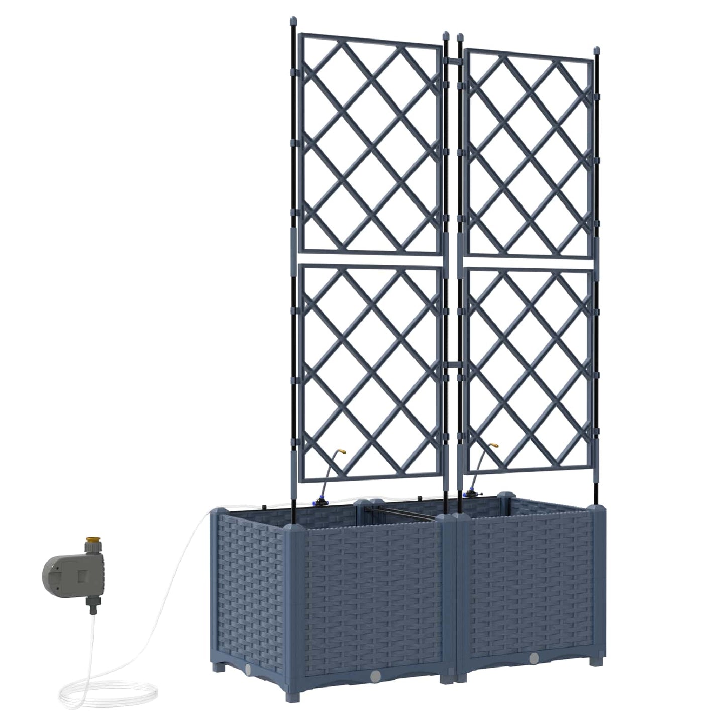 vidaXL Garden Planter 2 pcs Grey 80 x 40 x 142 cm PP