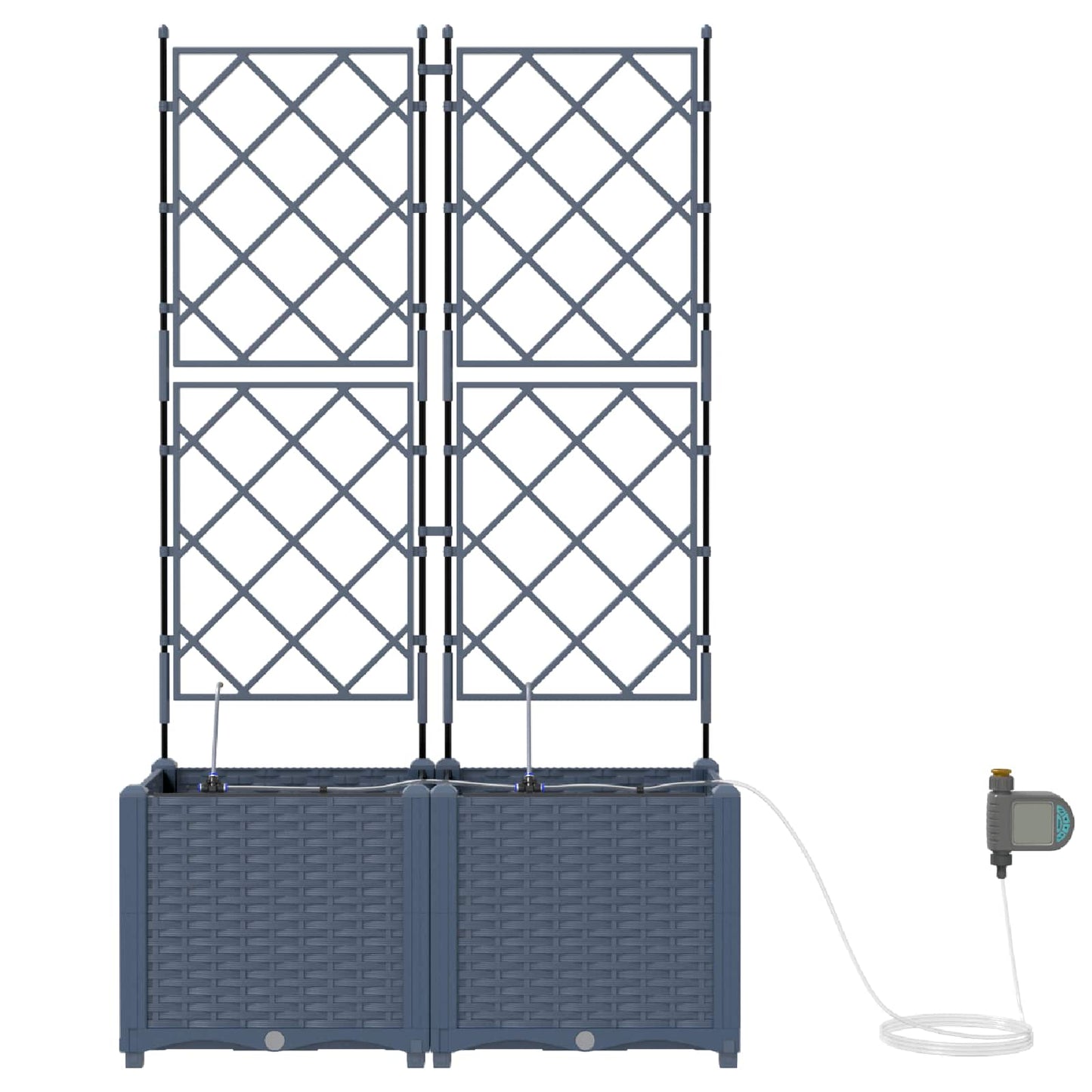 vidaXL Garden Planter 2 pcs Grey 80 x 40 x 142 cm PP