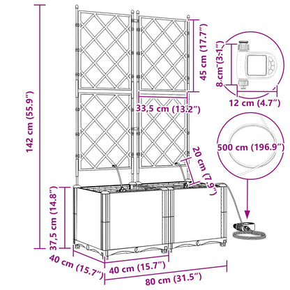 vidaXL Garden Planter 2 pcs Grey 80 x 40 x 142 cm PP